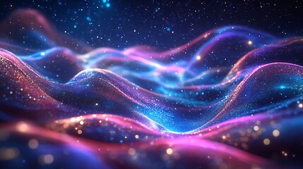 Fototapeta premium abstract curved lınes and glowing lights on a black background