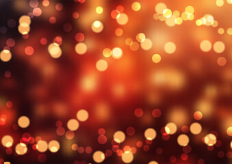 Christmas background with red and gold bokeh lights design 