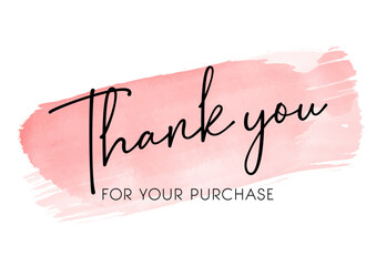 Thank you card with pink watercolour brush stroke design