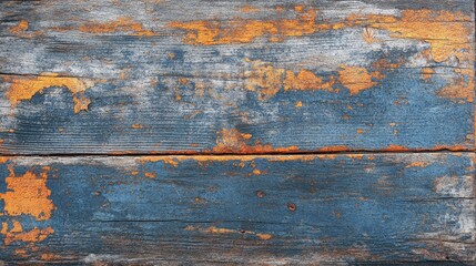 Fototapeta premium Close-up of a weathered vintage wooden plank board texture displaying grunge rusted qualities, ideal for highlighting its retro character with ample copy space.
