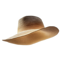 Stylish wide-brimmed straw hat with a classic weave design. Isolated on transparent white background, png