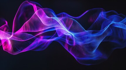 Abstract Digital Wave in Neon Blue and Pink