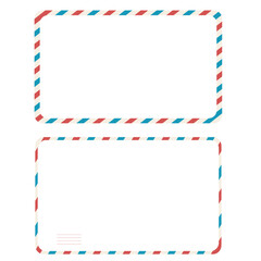 Airmail blank postcard template retro border envelope with stripes. Paper texture, vintage mail. Air post letter. Blank envelope