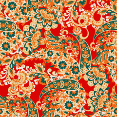 Seamless Paisley pattern in indian style. Floral vector illustration