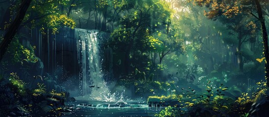 Dense Forest Waterfall