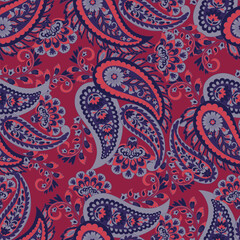 Damask Paisley seamless vector pattern for fabric design. Vintage textile background