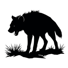 a aggressive hyena vector silhouette, isolated white background
