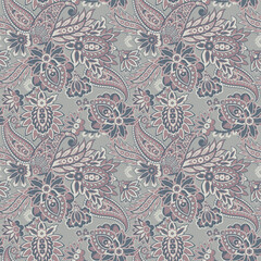 Vector seamless paisley pattern. Vintage flowers background. Decorative ornament backdrop for fabric, textile, wrapping paper, card, invitation, wallpaper, web design