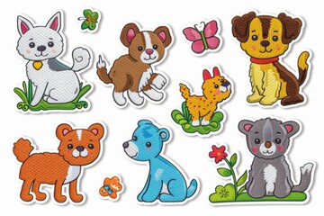 Fototapeta premium Group of cartoon animals on a clean white background, ideal for children's content or advertising