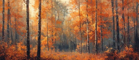 Fototapeta premium Autumn Foliage Trees Surrounded By Tall Trees