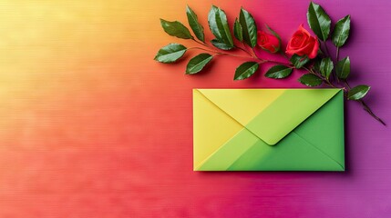 A vibrant card reading letter for a cherished friend, accompanied by the LGBTQ pride rainbow flag, embodies a lovely and positive spirit with ample copy space for personal messages.