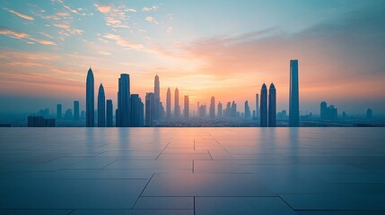 Fototapeta premium Urban Center in Manhattan and Dubai Featuring Pathways, Parking, and Road for Automotive Advertising