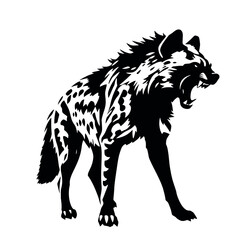 a aggressive hyena vector silhouette, isolated white background