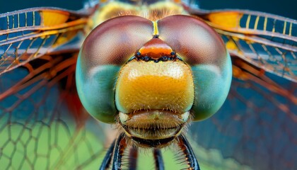 Nature's Jewel: An Extreme Close-Up of a Beautiful Dragonfly"