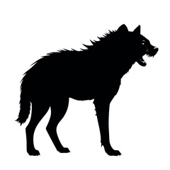 a aggressive hyena vector silhouette, isolated white background
