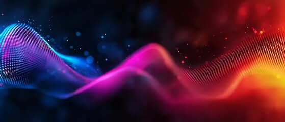 Fototapeta premium A vibrant backdrop features a radiant wave emanating from the image's center, accompanied by a blurred beam of light rising from its top