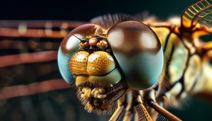 Nature's Jewel: An Extreme Close-Up of a Beautiful Dragonfly"