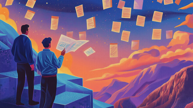 Analysis paralysis, brainstorming, sticky notes, ideas, overthinking, illustration, business, indecision, overwhelmed