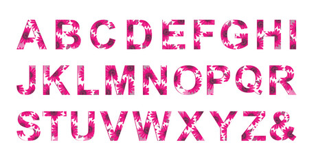 Sunflowers Alphabet Collection Set on white background. Hand drawn watercolor alphabet letters with fuchsia sunflowers. Wedding, birthday, baby shower design, creative ideas