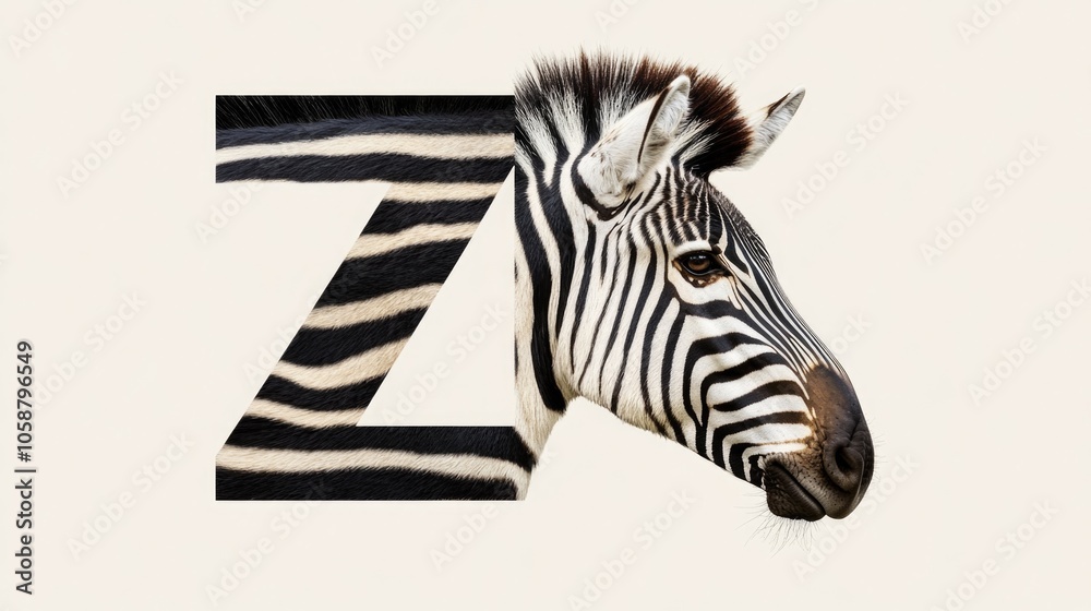 Poster a zebra stands next to the letter z, providing a unique and colorful combination