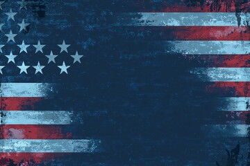 A textured representation of a faded American flag blending red and blue tones, capturing a sense of history and patriotism