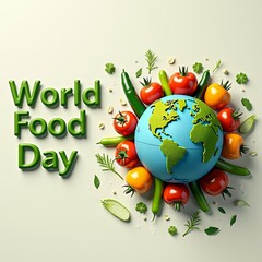 World Food Day globe with fresh vegetables and herbs