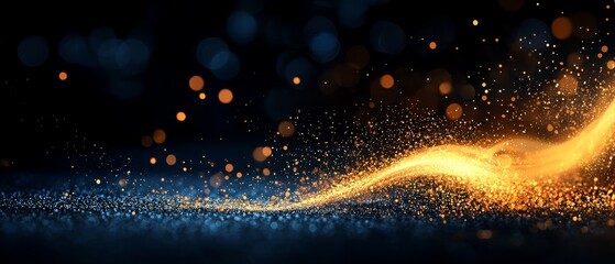 Obraz premium a gold wave against a black backdrop with a radiant beam of light emanating from it