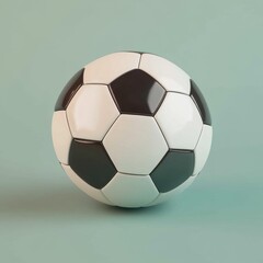 Fototapeta premium The Classic Black and White Soccer Ball on Mint Background