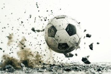 A soccer ball soaring through the air, ideal for sports or action-themed images