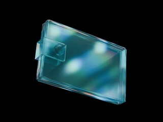 Glass wallet 3d render transparent trendy dispersion