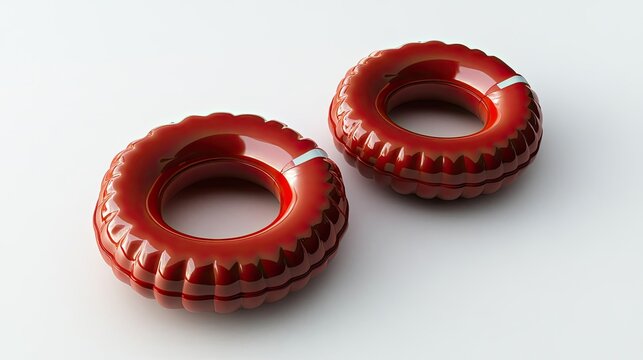 Red Marine Safety Buoy Rings Ready for Water Rescue Operations Generative AI