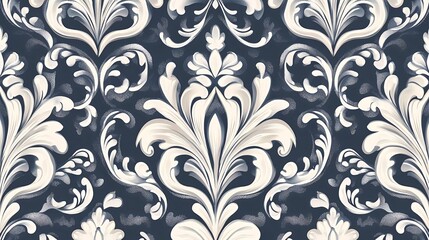 Seamless pattern with white and blue simple flat vector geometric ornaments on a dark background