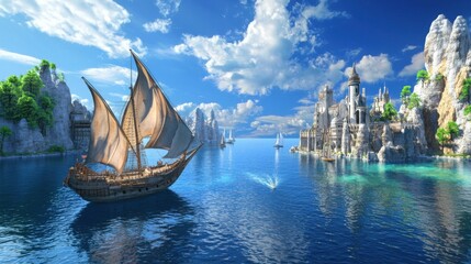 High-Definition 3D Seaside Scenery for Computer Backgrounds