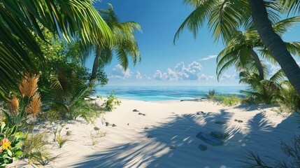 Obraz premium High-Definition 3D Seaside Scenery for Computer Backgrounds