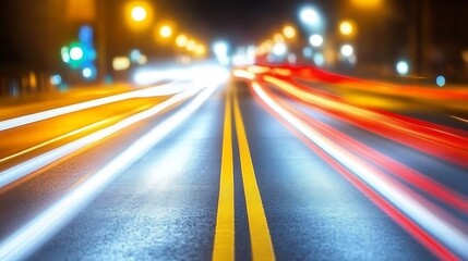 Fototapeta premium Blurry Lights of City Night Plain Textured Background for Web Design and Copy