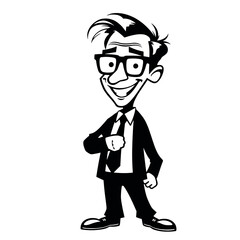a business man funny character vector black color silhouette isolated white background