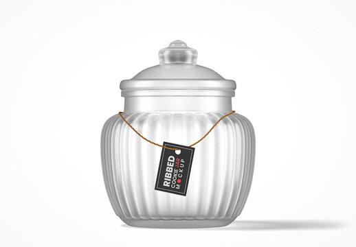 Large Frosted Glass Cookie Jar Mockup