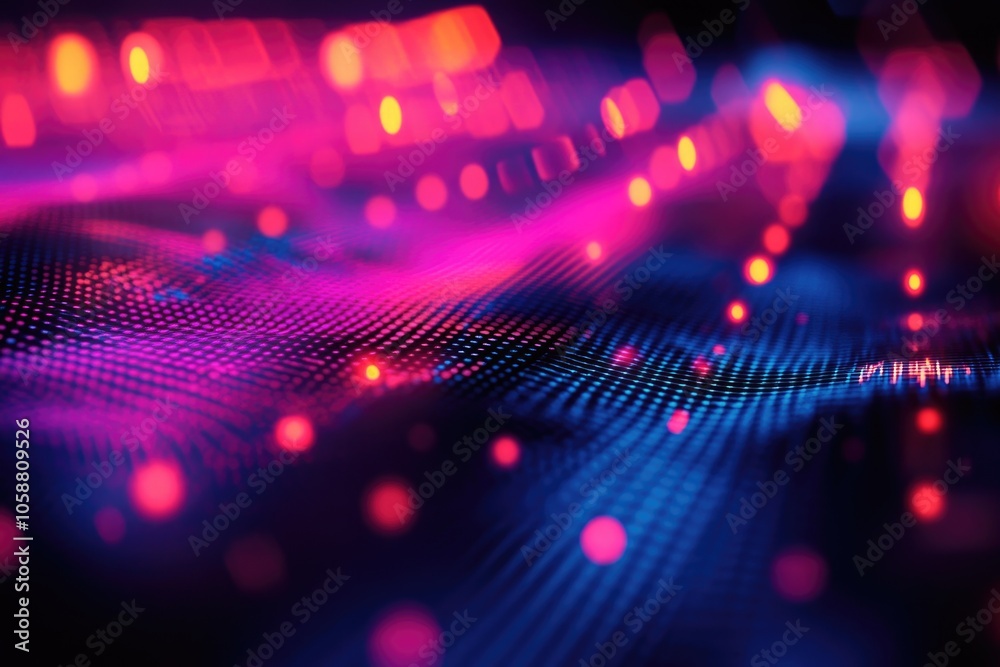 Poster Close-up shot of a blurry background with lights, ideal for use in presentations or marketing materials