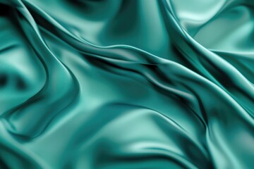 Obraz premium Close-up of a smooth, green satin fabric with intricate weave pattern