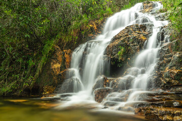 cachoeira na cidade de Alto Paraiso de Goiás, região da Chapada dos Veadeiros, Estado de Goiás, Brasil