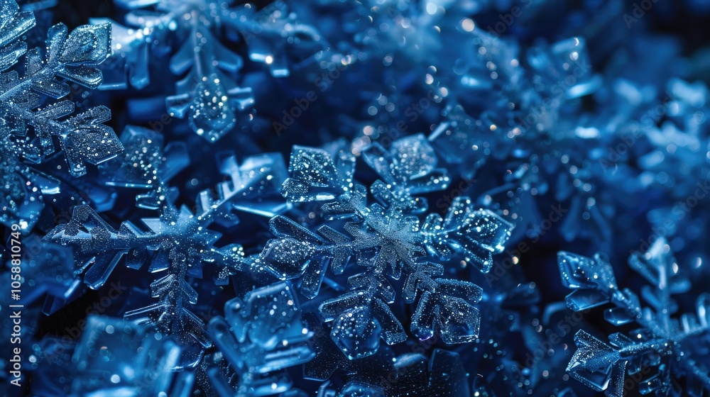 Poster A close-up shot of intricate snowflake patterns, ideal for winter-themed designs and projects
