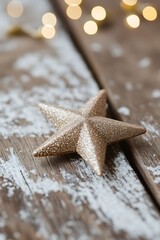 Christmas Decoration with a Golden Star Abstract Gradient Background with Copy Space