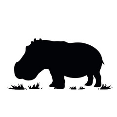 a hippo vector silhouette, isolated white background, silhouette