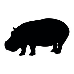 a hippo vector silhouette, isolated white background, silhouette