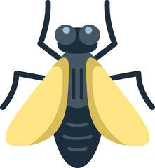 Housefly insect spreading germs, a vector cartoon illustration isolated on white