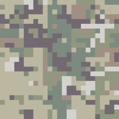 Camouflage Army Pattern Seamless Vector Background, Classic Khaki Texture, Forest Hunting Design. Military Camouflage Netting