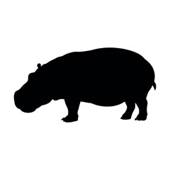 a hippo vector silhouette, isolated white background, silhouette