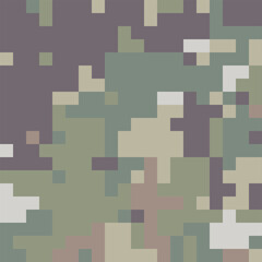 Camouflage Army Pattern Seamless Vector Background, Classic Khaki Texture, Forest Hunting Design. Military Camouflage Uniform