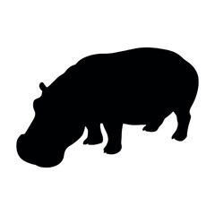 a hippo vector silhouette, isolated white background, silhouette