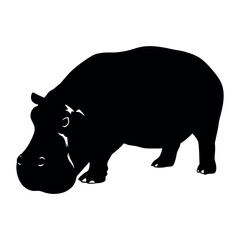 a hippo vector silhouette, isolated white background, silhouette